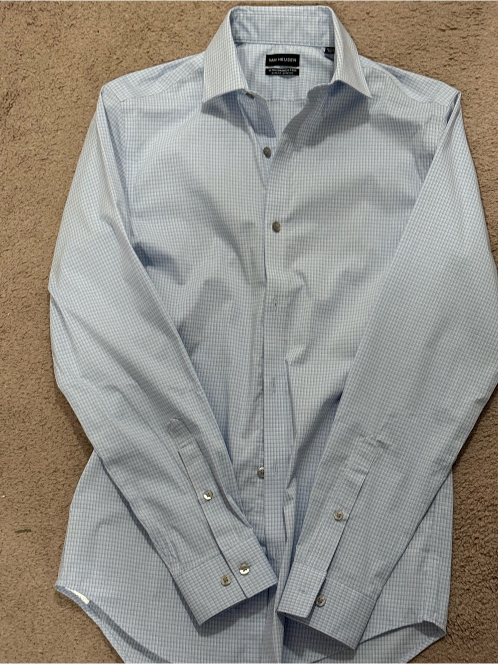Van Heusen Light Blue Micro-Check Dress Shirt - Men's
